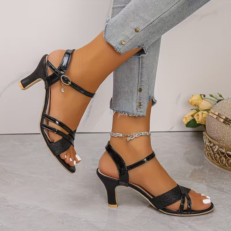 Sandalias Mujer Tacón Medio Cómodas para Fiesta