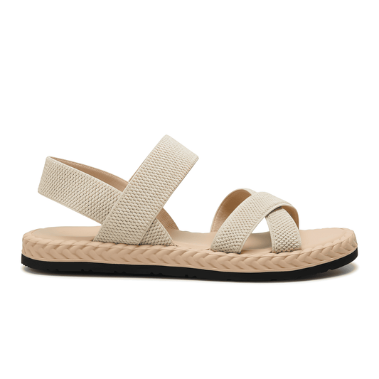 Sandalias Mujer Beige Planas Ligeras y Cómodas