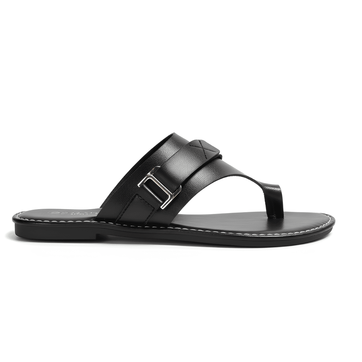 Sandalias Mujer Cuero Negras Planas Clásicas