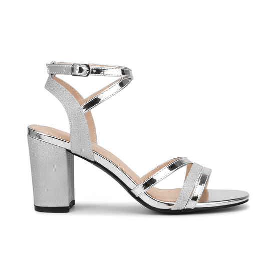 Sandalias Plateadas Mujer Elegantes para Evento Formal